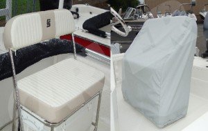 light gray Carver universal reversible seat cover for boat