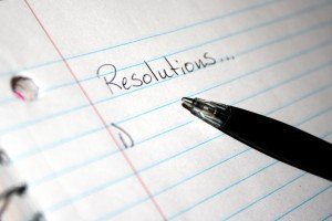 notebook paper with a blank list of resolutions