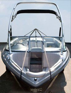 v-hull runabout boat with Carver support system installed