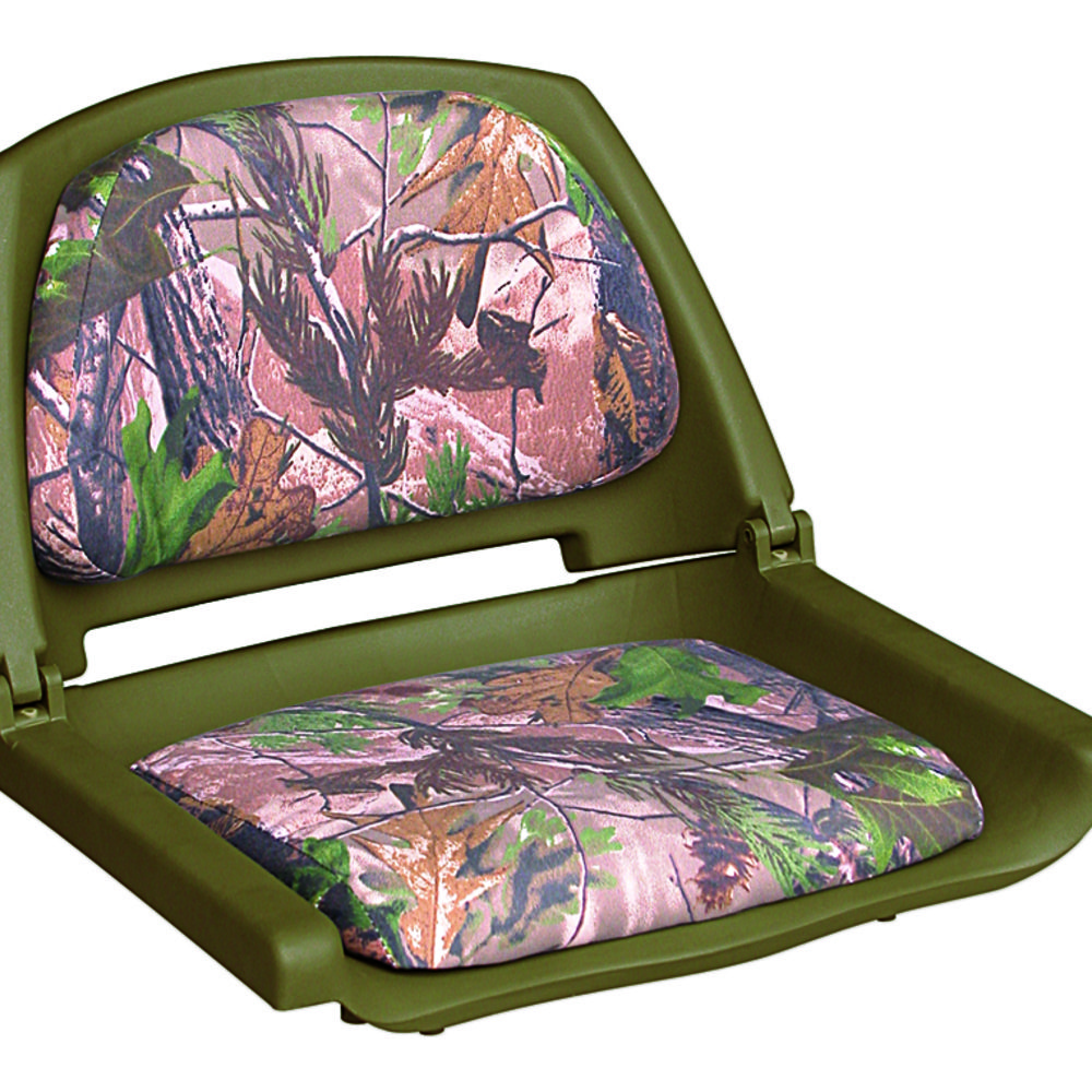 8WD139CLS-G-762: Camouflage Folding Plastic Seat - Molded Boat Seat