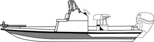 Line art of the Flats Blunt Nose Boat w/Low Grab Rail boat style