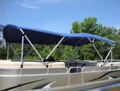 Savvycraft Square Tube Frame 4 Bow Bimini Top Pontoon/Deck Boat 1 Inch Aluminum Frame with Storage Boot and Rear Poles Mounting Hardwares Includes 