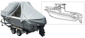 A Walk Around Cuddy Hard Top Boat on a Trailer and Line Art