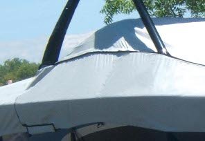 Close-up of Ski Tower Slots on a Carver Boat Cover