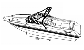 Diagram of V-Hull Runabout Tower Slot Measurements for a Carver Boat Cover