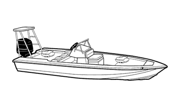 Illustration of a V-hull Center Console Shallow Draft Fishing Boat with Poling Platform