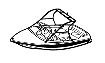 Line Art - Tournament Ski Boat with Ski Tower