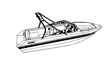 Line Art - V-Hull Runabout Boat with Ski Tower