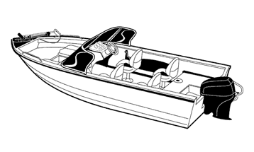 Illustration of a Aluminum V-Hull Fishing Boat w/ Walk-Thru Windshield - Narrow Series