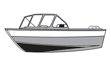 Illustration of a Aluminum/Northwest Style Fishing Boat w/ High Windshield Mounted Forward - Extra Wide Series