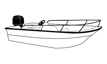 Illustration of a Whaler Style Boats with Bow Rails and Side Rails