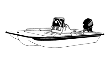 Illustration of a Center Console Bay Style Fishing Boat with Shallow Draft Hull - Narrow Series