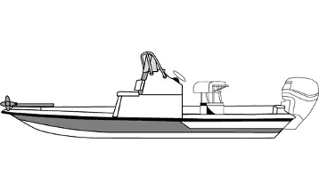 Illustration of a Flats Blunt Nose Boat w/Low Grab Rail